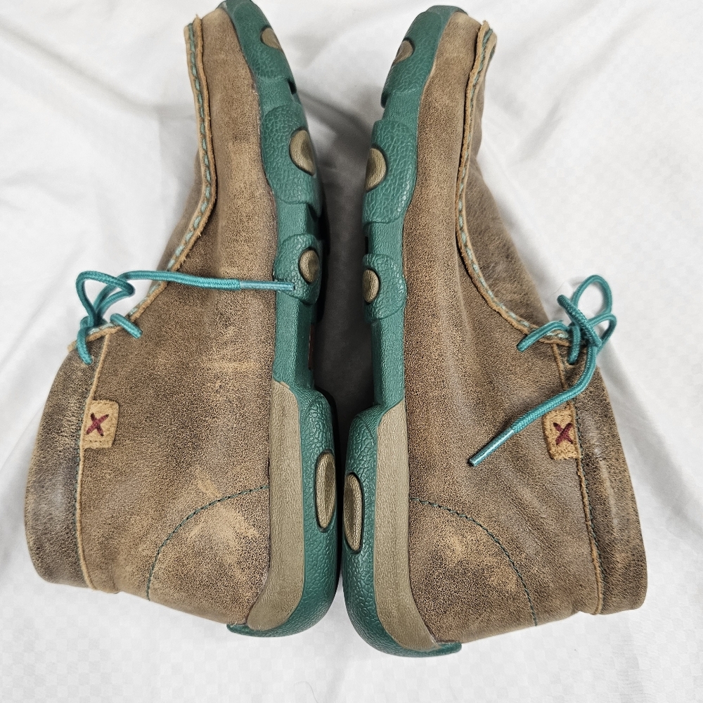 Twisted X Womens Chukka Driving Mocs, Turquoise/Brown Size 9 Western Leather - Picture 6 of 9